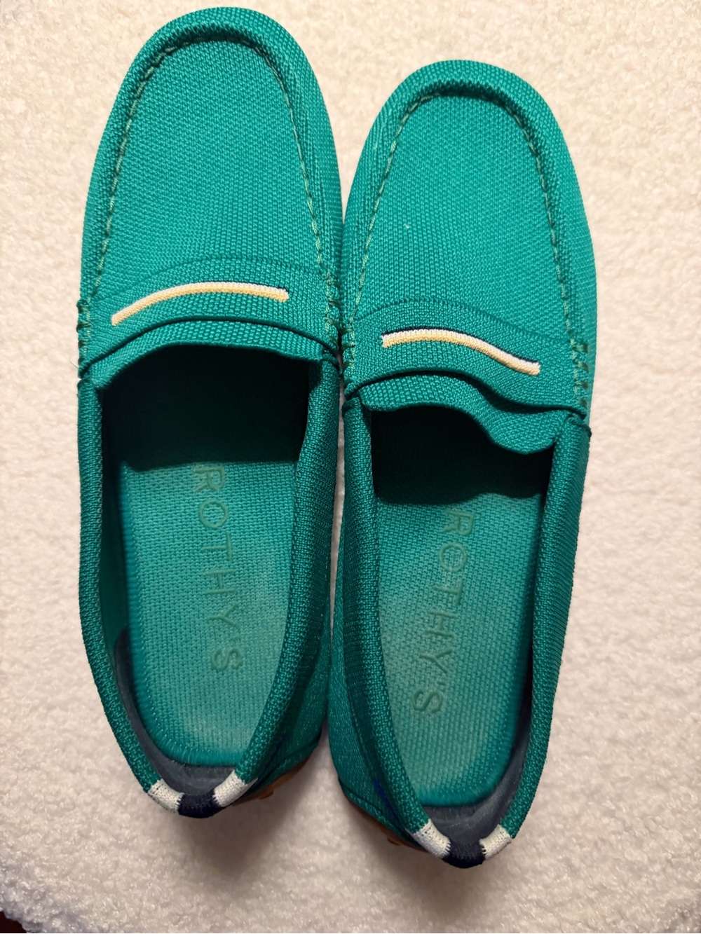 Rothy's Green Canvas Penny Loafers for Women- washable